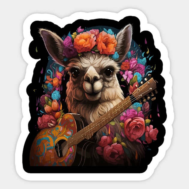 Llama Playing Guitar Sticker by JH Mart